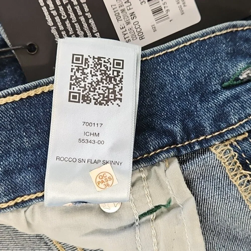 True Religion Rocco Jeans Men's 33x32 NWT Flap Pockets Green Contrast Stitch NEW